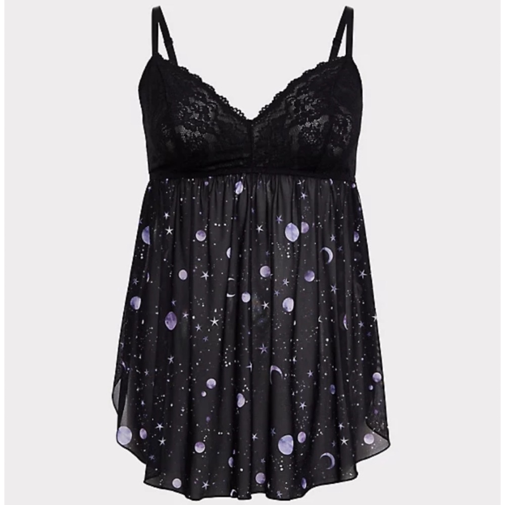 Torrid Black Lace & Galaxy Mesh Babydoll Chemise Lingerie Nightie 4X - Picture 12 of 15
